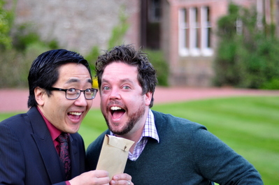 Keizo and Mike messing around with the marriage license