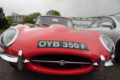 Classic Jag outside Talisker