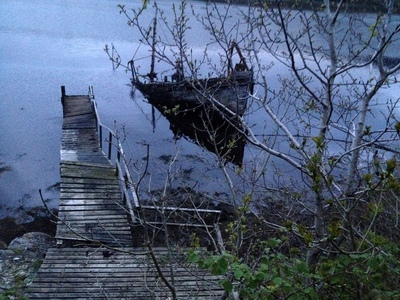 Sunken boat on post-dinner walk