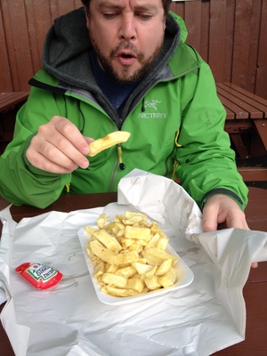 Mike was super excited for chips in newsprint