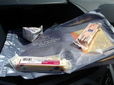 Salmon and cheese for lunch