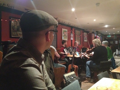 Listening to music in the bar
