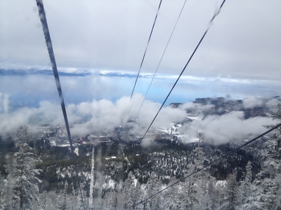 Riding up the gondola