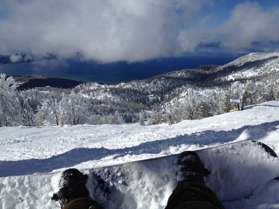On the California side, overlooking the lake
