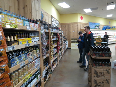 Checking out the beer at Trader Joe's