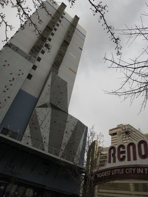 Climbing wall over the Reno sign