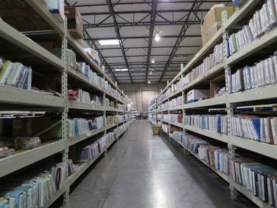 A small secion of the giant warehouse in the back of the yarn store