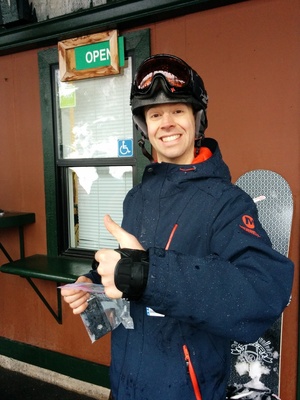 Me after an excellent morning of snowboaring