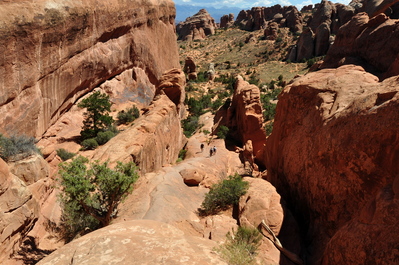 Hiking up a rock fin