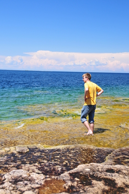 Me wading in the water, damn that's cold!