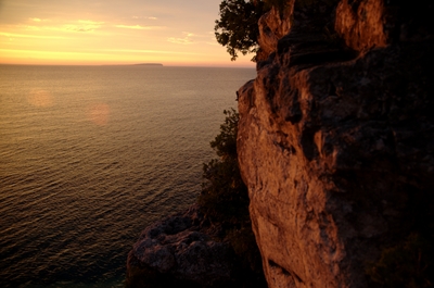 Rocks and water in the light of the sunset (taken by me)