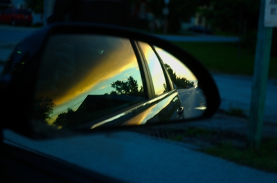 Cool mirror shot of the sky behind us