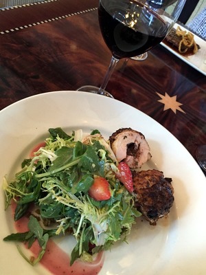 Stuffed chicken with strawberry avocado salad
