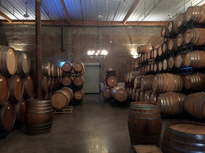 Some of the barrels aging beer at Barrelworks