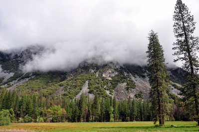 Clouds lingering above the valley