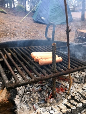 Hot dogs on the fire
